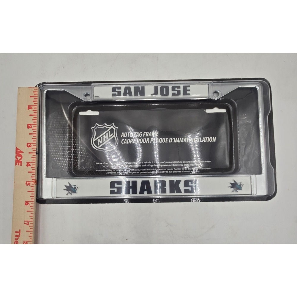 San Jose Sharks NHL License Plate Frame Rico Industries Chrome Auto Tag Holder